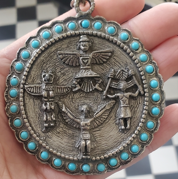 Vintage Navajo Native American Indian Mexican Pendant Necklace - Picture 3 of 7